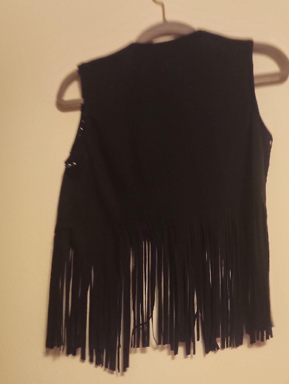 Vocal Black Fringe Vest with Red Rose Embroidery - Picture 3 of 5